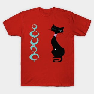 Black Cat in Atomic Age Style T-Shirt